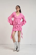 Belle Pink Ruffle Shirt & Skirt Set view 4