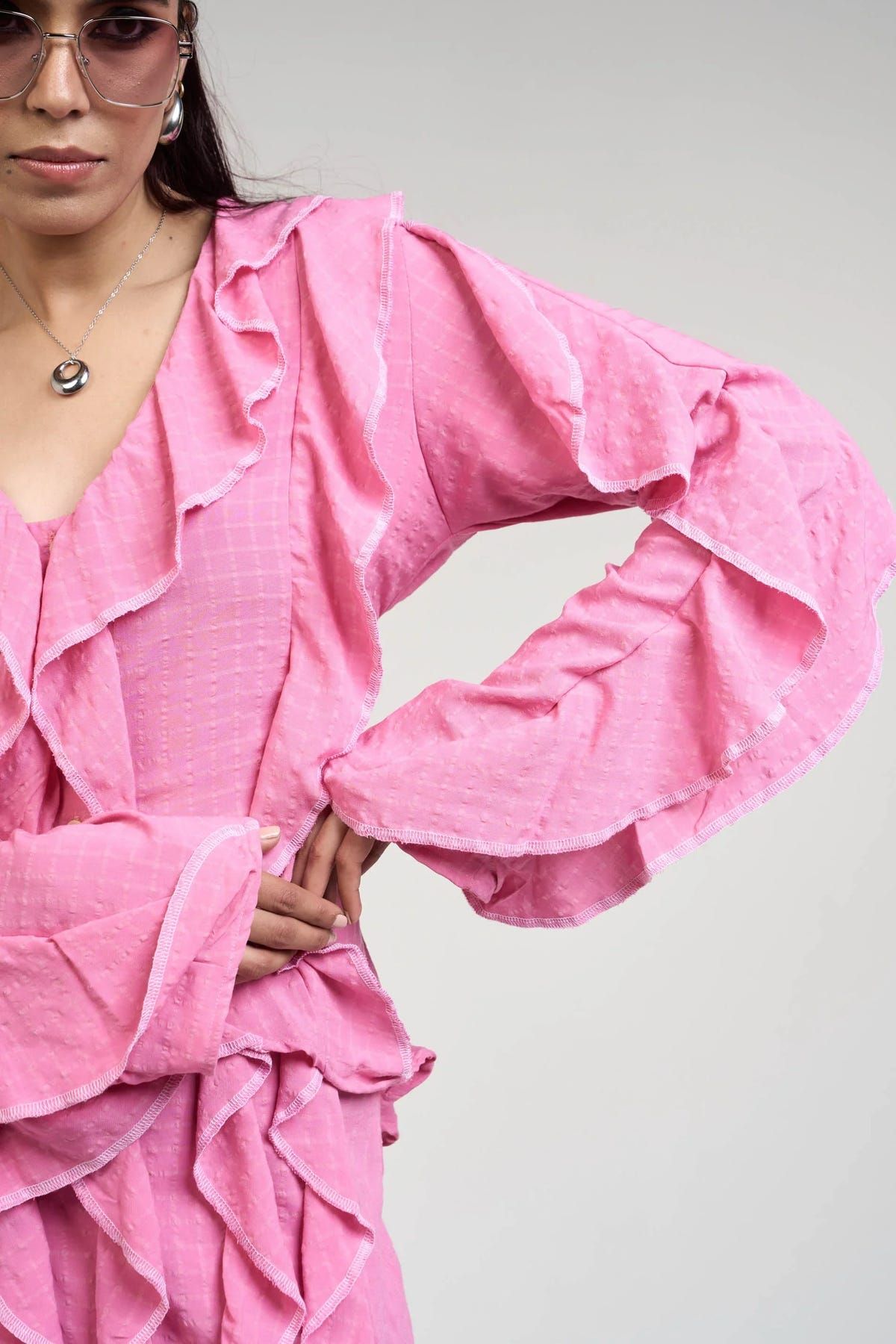 Belle Pink Ruffle Shirt & Skirt Set - image 6