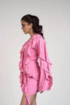 Belle Pink Ruffle Shirt & Skirt Set view 7