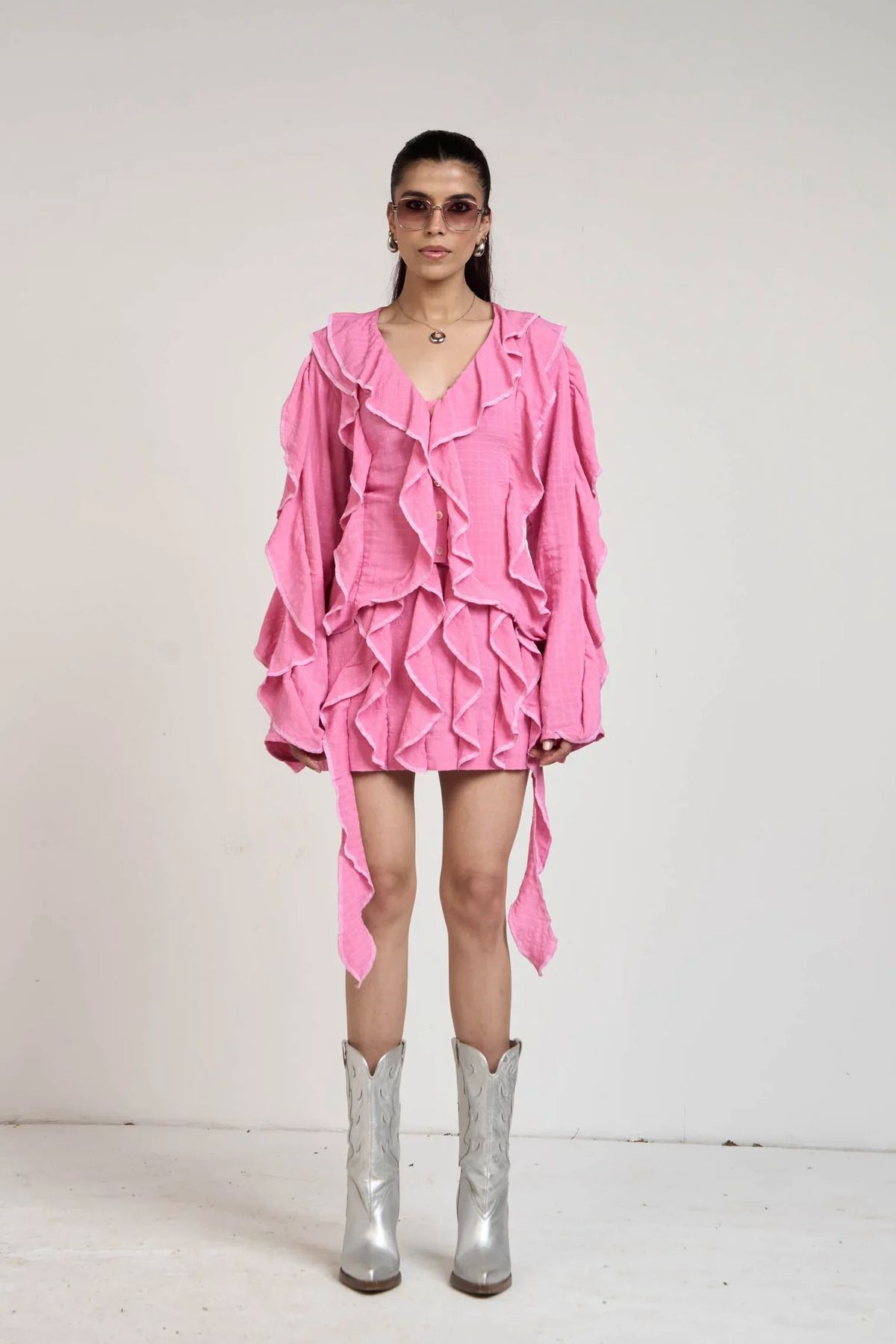 Belle Pink Ruffle Shirt & Skirt Set - image 9