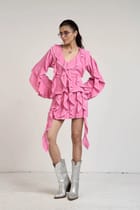 Belle Pink Ruffle Shirt & Skirt Set view 10
