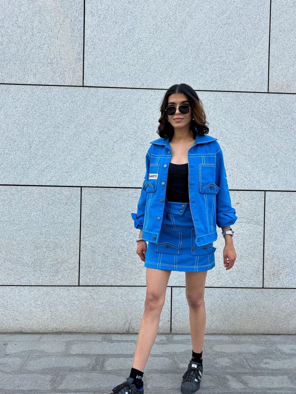 AZURE BLUE JACKET & SKIRT SET - image 3