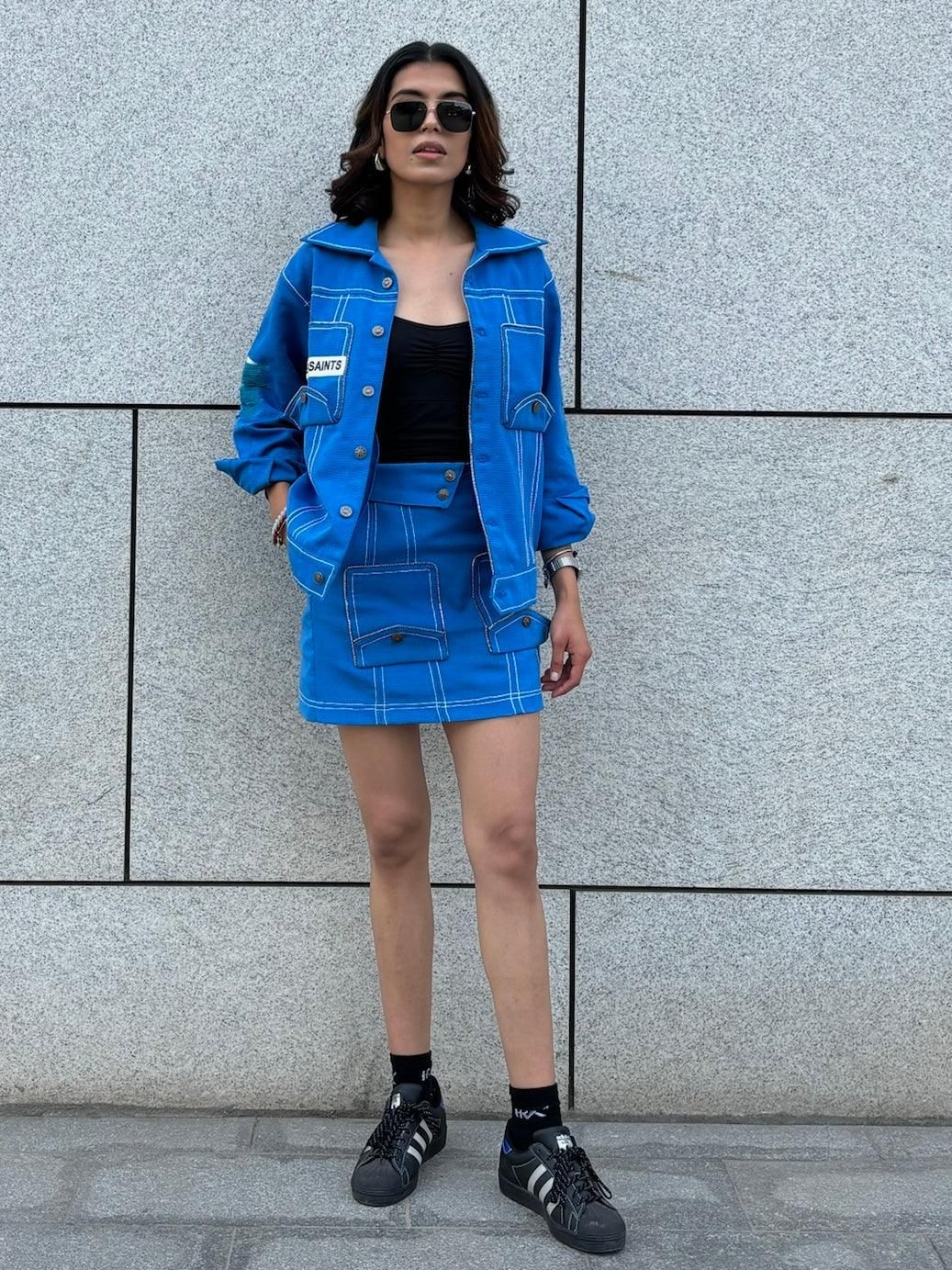 AZURE BLUE JACKET & SKIRT SET - image 5