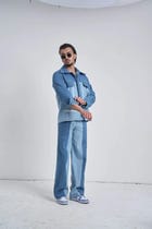 Men Twin Tone Denim Set view 8
