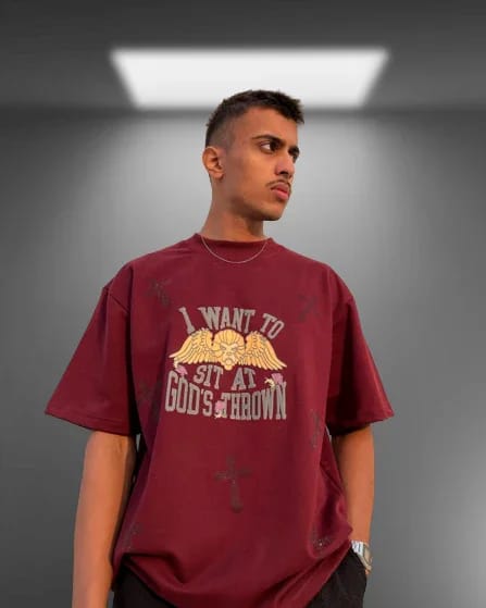 God's Thrown Maroon Oversized Tshirt - image 1