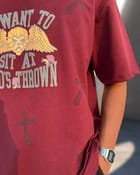 God's Thrown Maroon Oversized Tshirt view 2