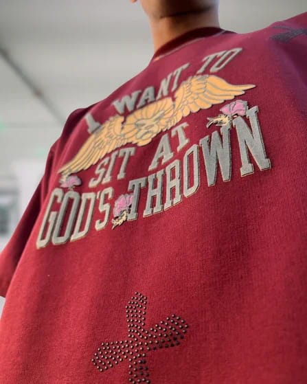 God's Thrown Maroon Oversized Tshirt - image 4