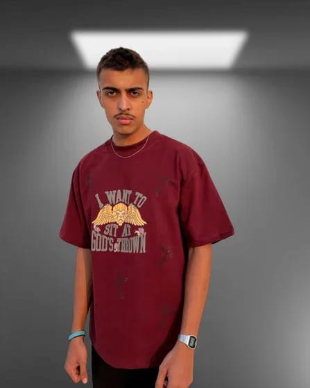 God's Thrown Maroon Oversized Tshirt - image 5