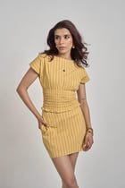 YELLOW STRETCH TOP & SKIRT view 1