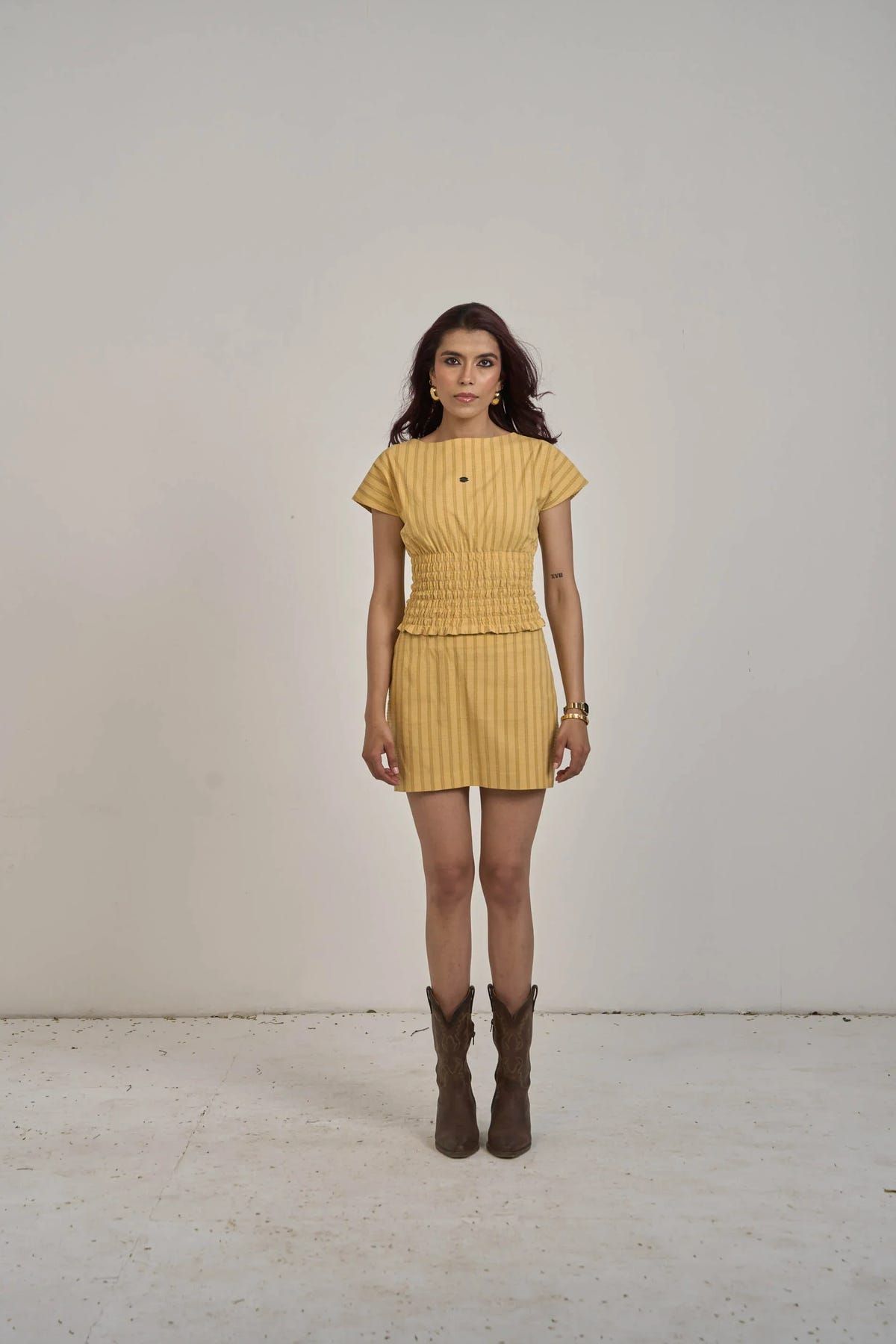 YELLOW STRETCH TOP & SKIRT - image 3