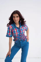 Retro Checkered Top & Denim Set view 1
