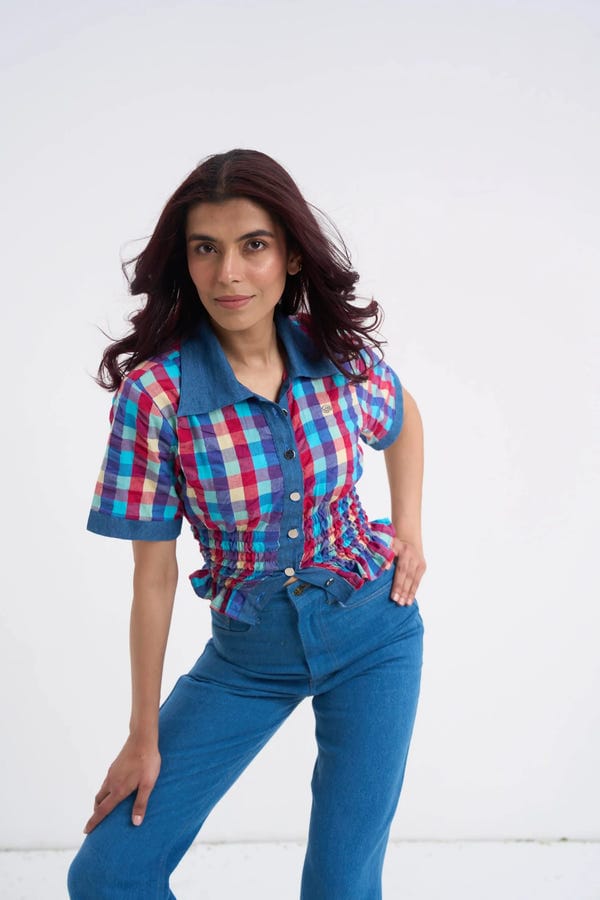 Inner Saints — Retro Checkered Top & Denim Set