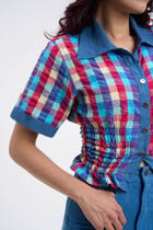 Retro Checkered Top & Denim Set view 4