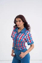 Retro Checkered Top & Denim Set view 7
