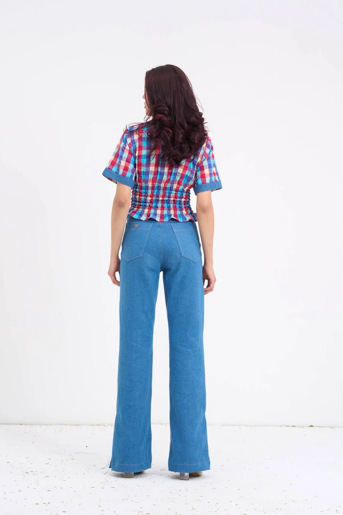 Retro Checkered Top & Denim Set - image 9