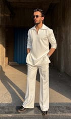 White Classic Kurta Co-ord view 1