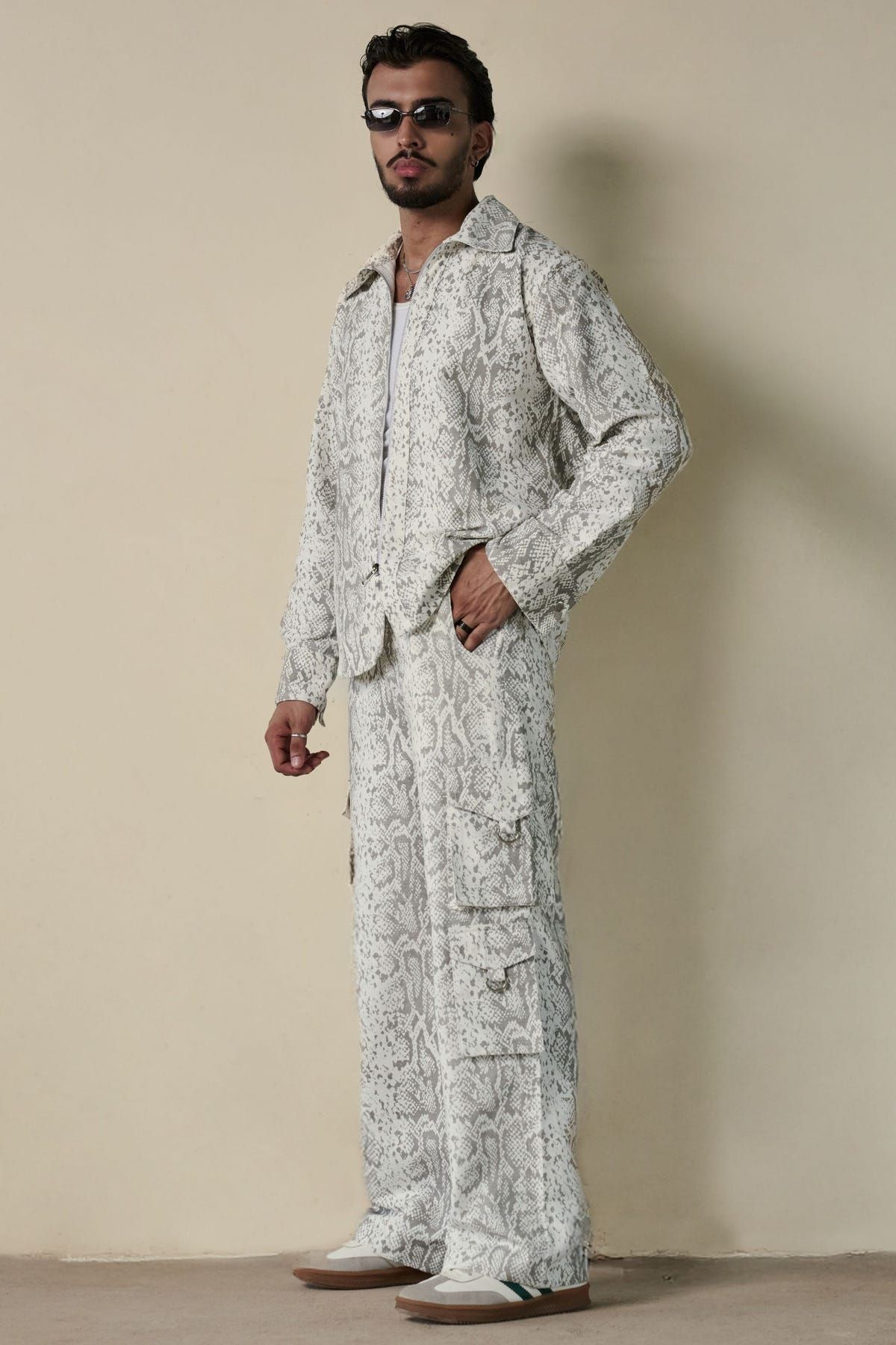 Snakeskin Print Shirt & Cargo Pants Set - image 2