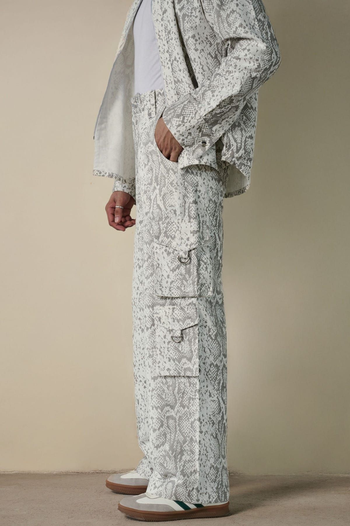 Snakeskin Print Shirt & Cargo Pants Set - image 3
