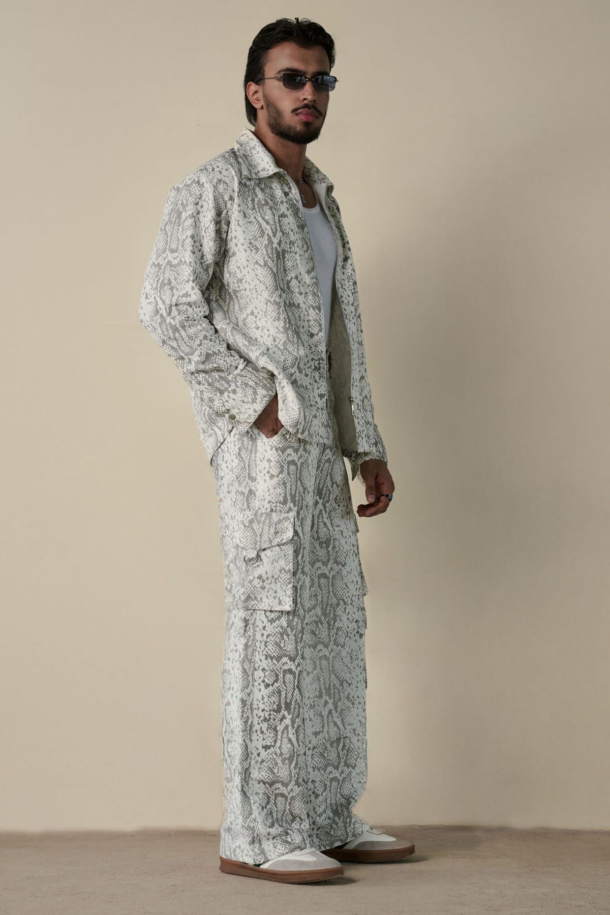 Snakeskin Print Shirt & Cargo Pants Set - image 5