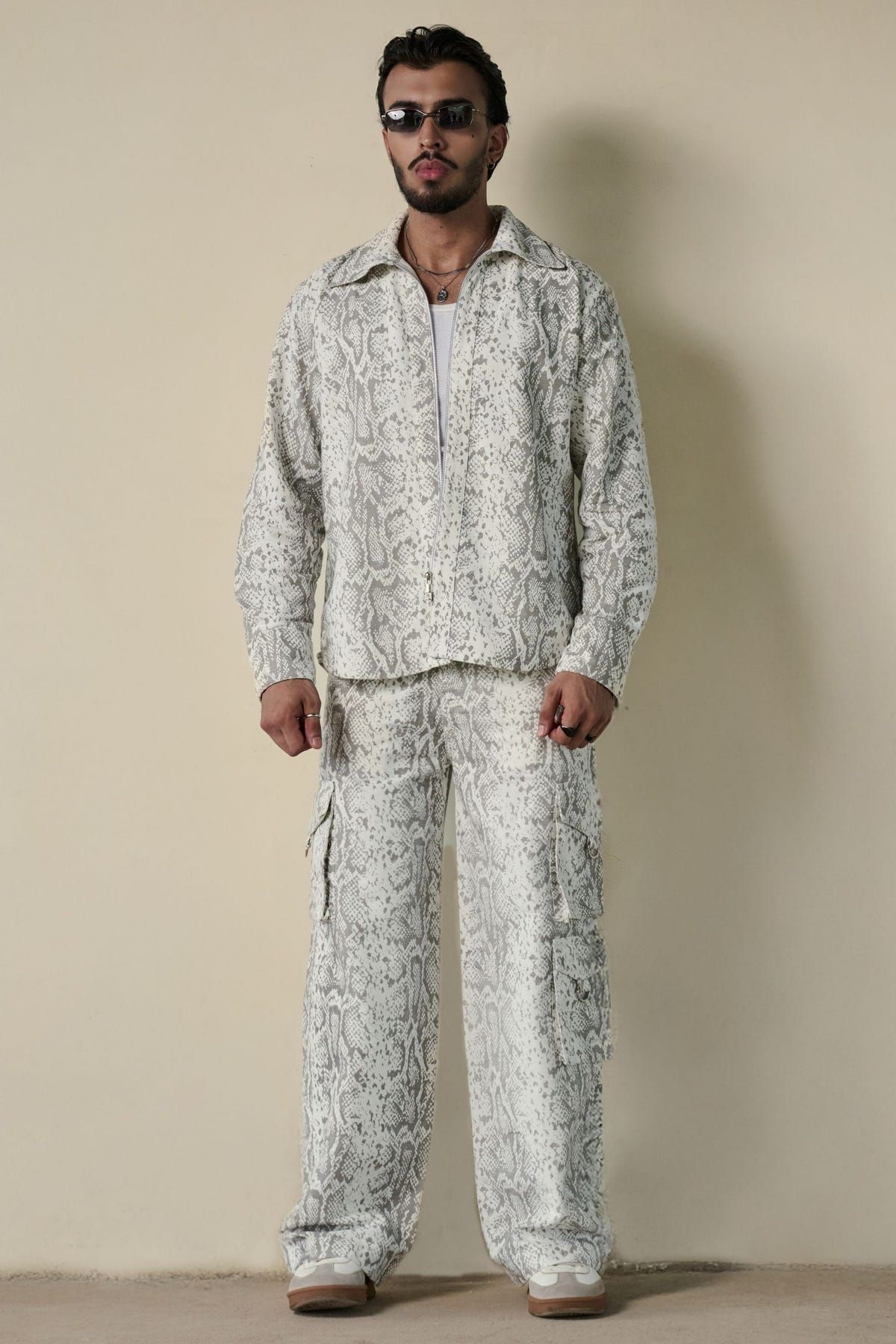 Snakeskin Print Shirt & Cargo Pants Set - image 7