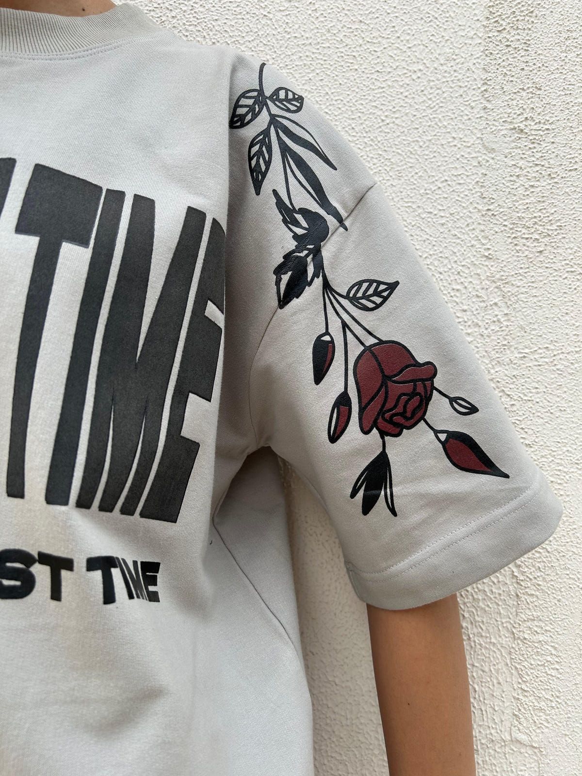 One Last Time Smoke Grey Oversized T-Shirt - image 2