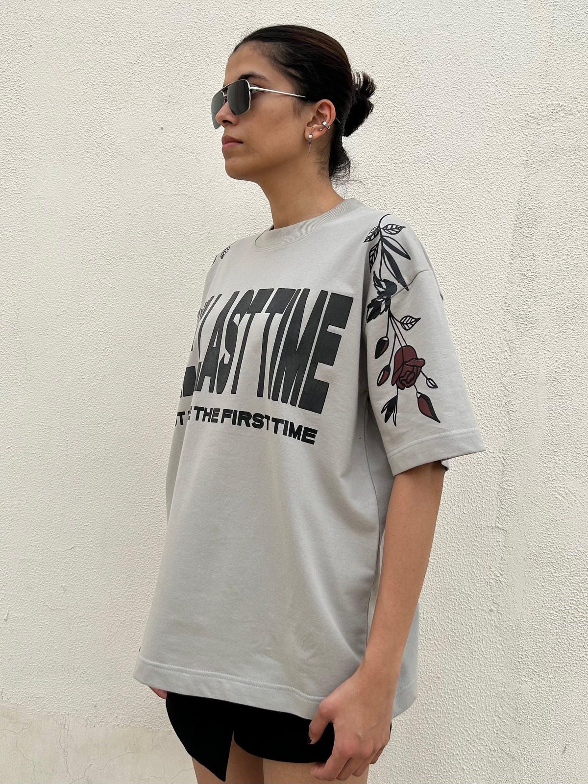 One Last Time Smoke Grey Oversized T-Shirt - image 3