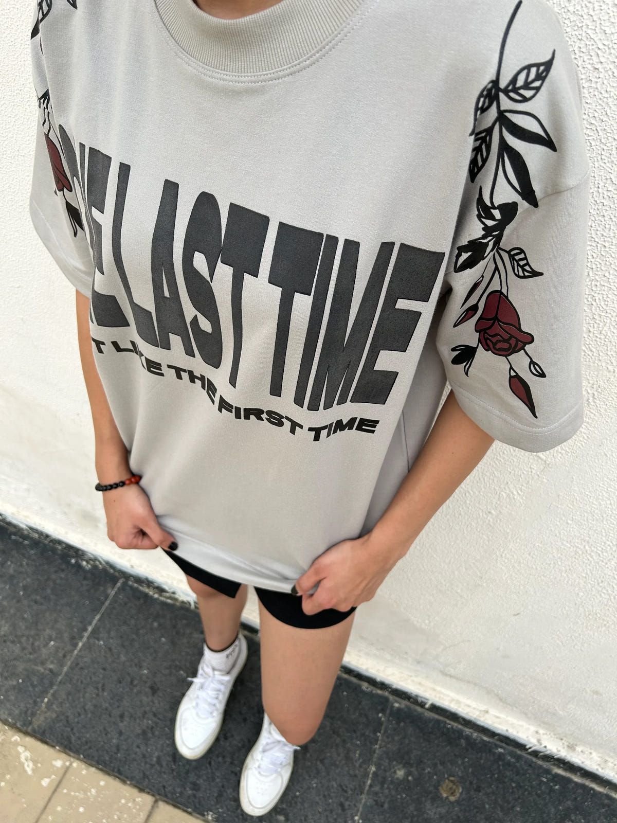 One Last Time Smoke Grey Oversized T-Shirt - image 4