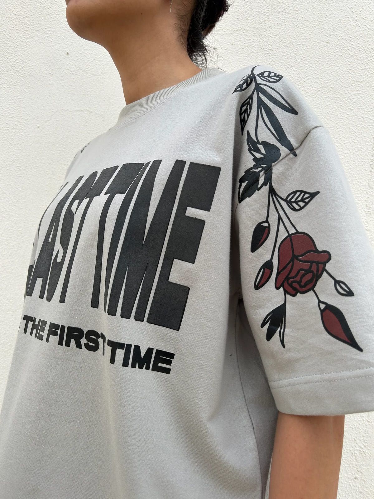 One Last Time Smoke Grey Oversized T-Shirt - image 6