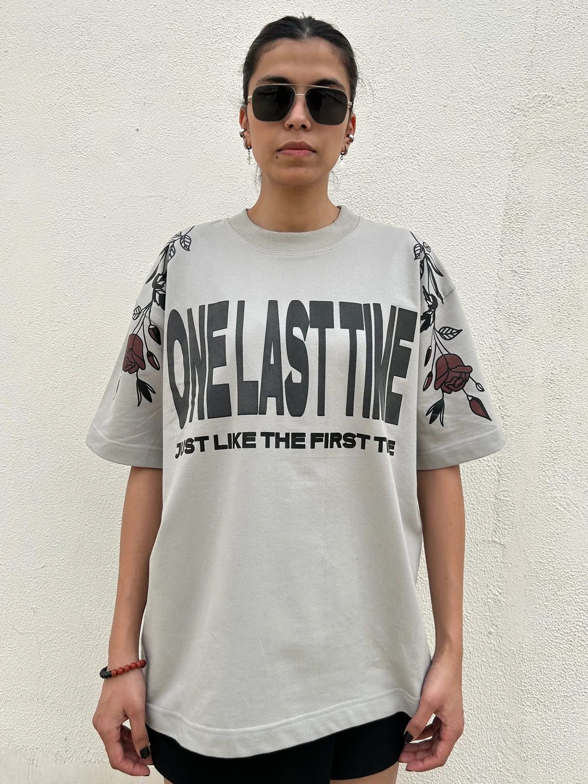 One Last Time Smoke Grey Oversized T-Shirt - image 8