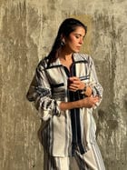 Oxford Blue Stripe Women Co-ord Set view 1