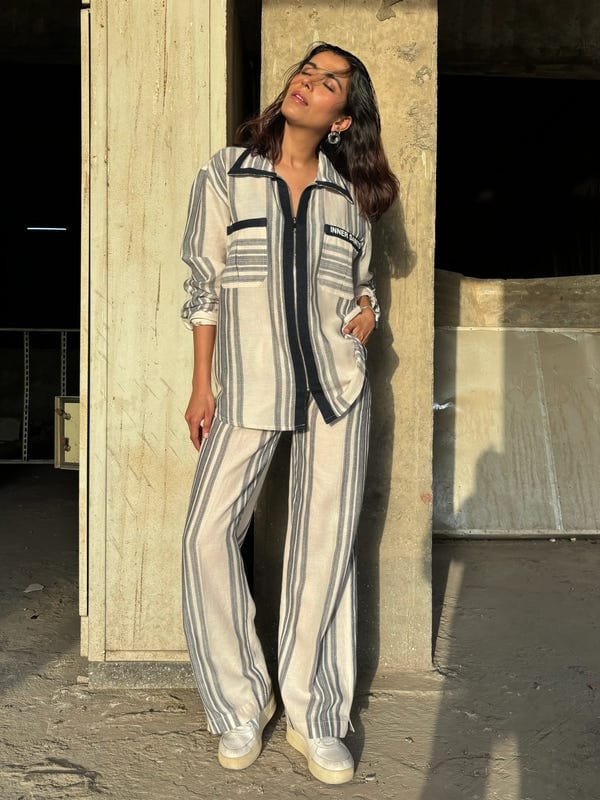 Inner Saints — Oxford Blue Stripe Women Co-ord Set
