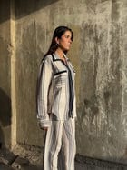 Oxford Blue Stripe Women Co-ord Set view 3