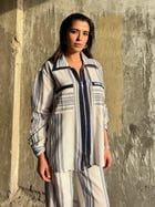 Oxford Blue Stripe Women Co-ord Set view 4