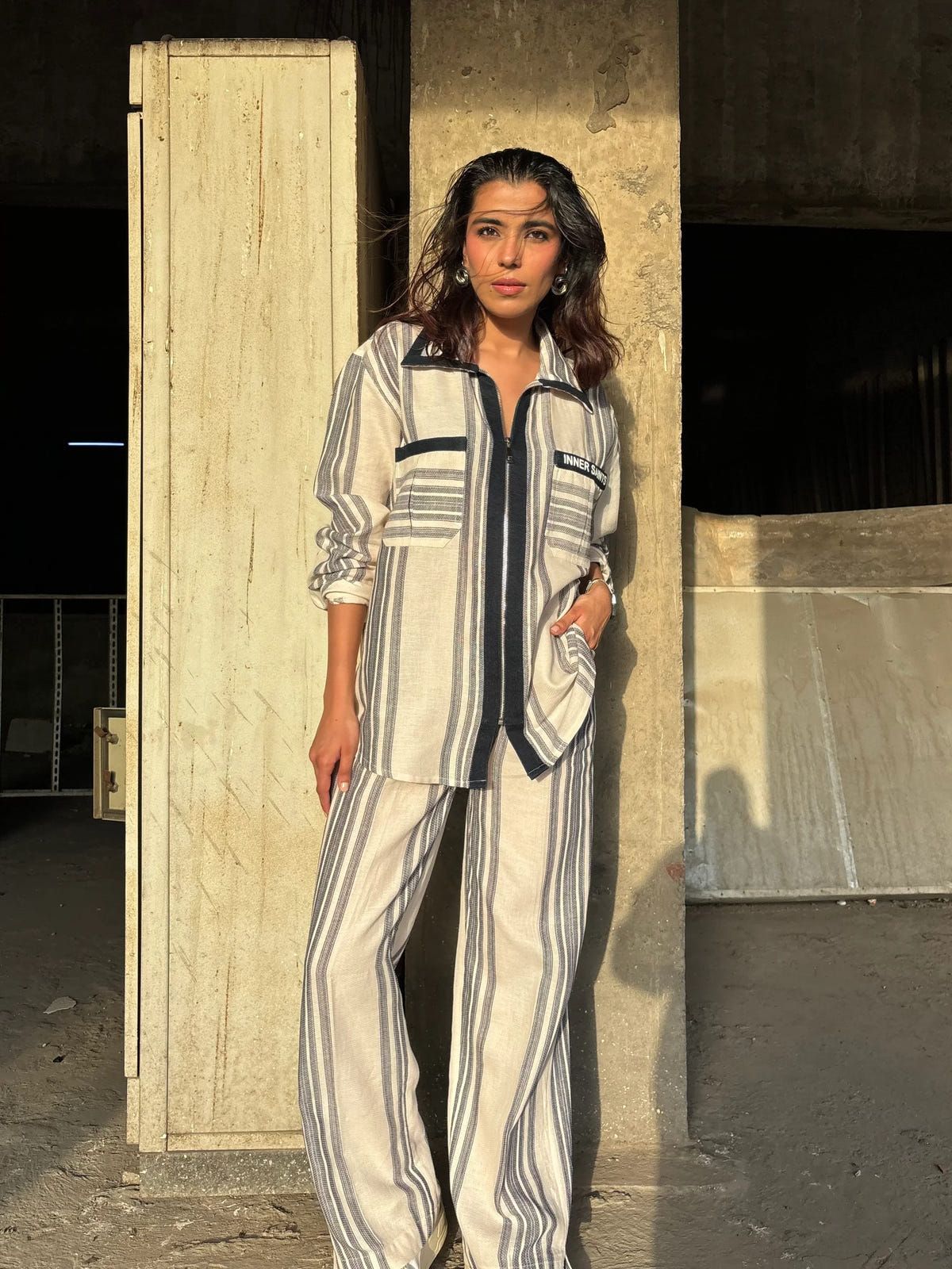 Oxford Blue Stripe Women Co-ord Set - image 7