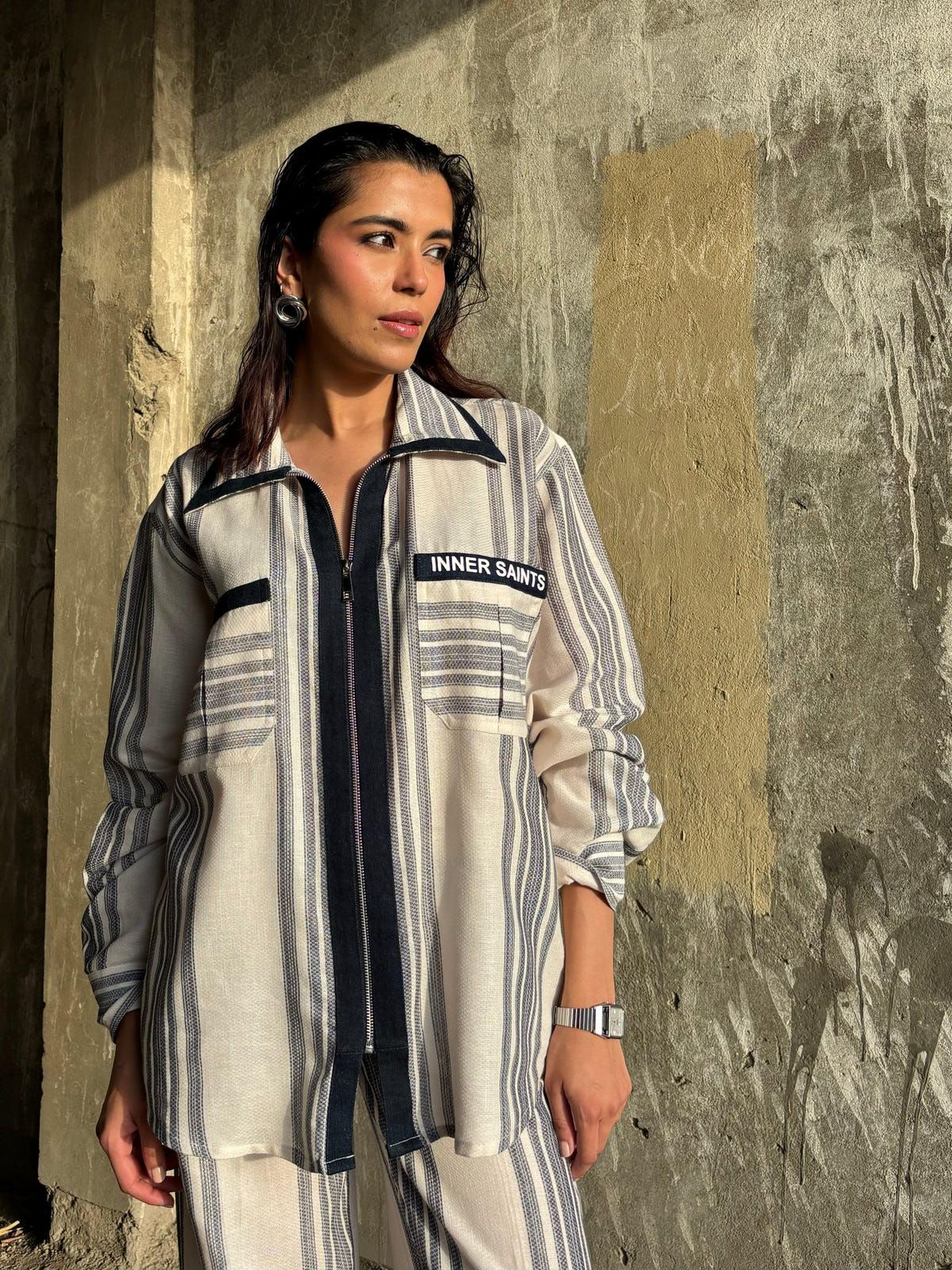 Oxford Blue Stripe Women Co-ord Set - image 8
