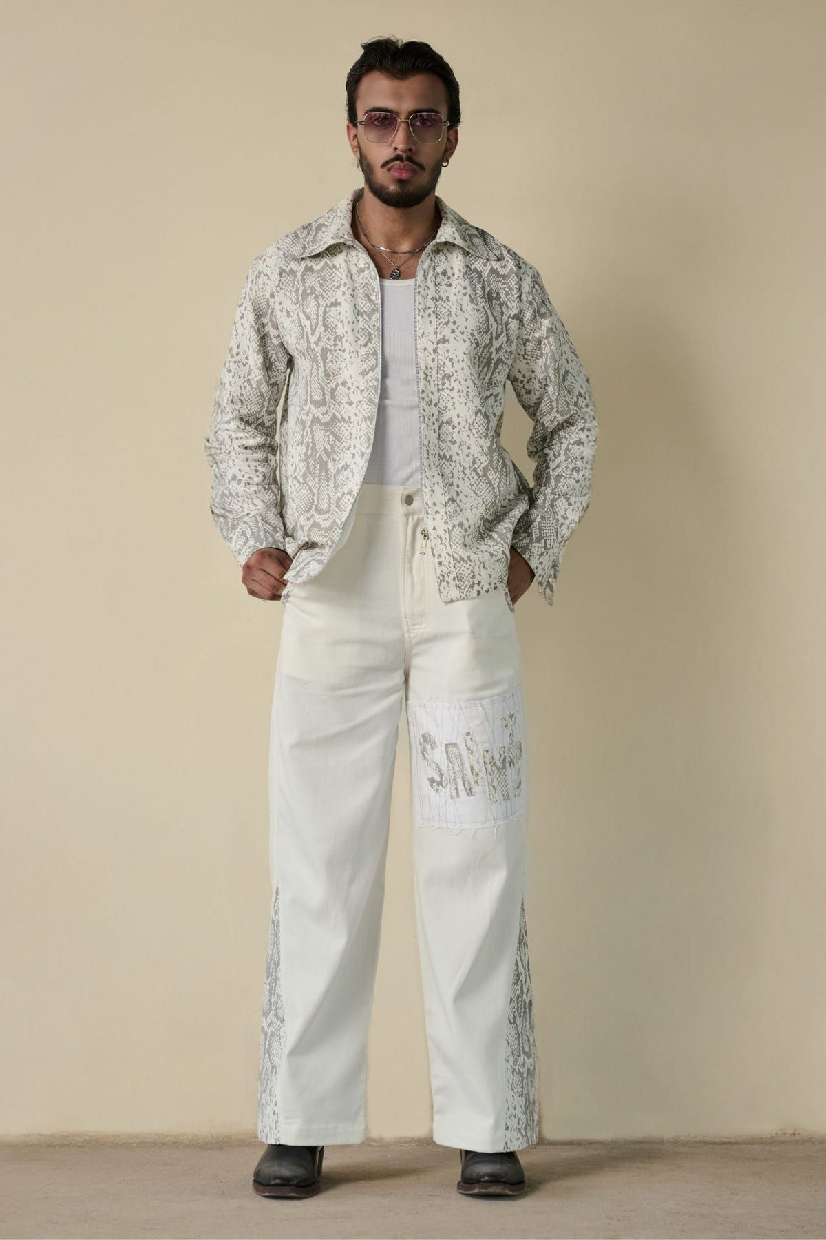Snakeskin Print Shirt & Pants Set - image 9