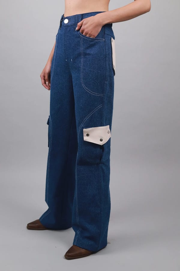 Inner Saints — Unisex straight fit Leather cargo jeans