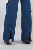 Unisex straight fit Leather cargo jeans view 3