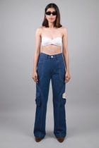Unisex straight fit Leather cargo jeans view 5