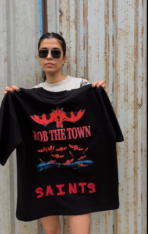 Inner Saints — Rob The Town Black Oversized T-shirt
