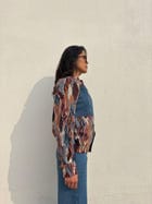 Ikkat Denim Co-ord Set view 9