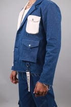 Unisex Denim Leather Blazer view 2