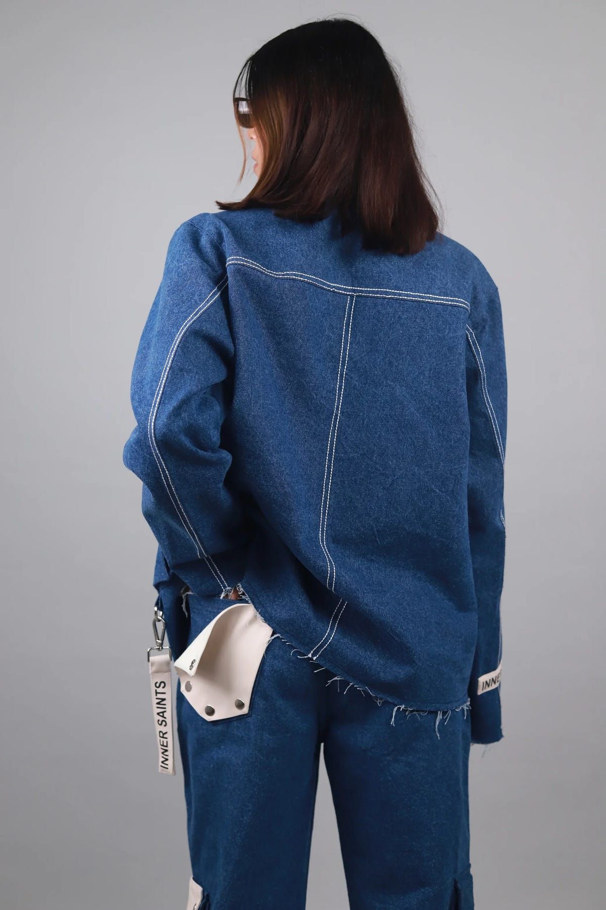 Unisex Denim Leather Blazer - image 5