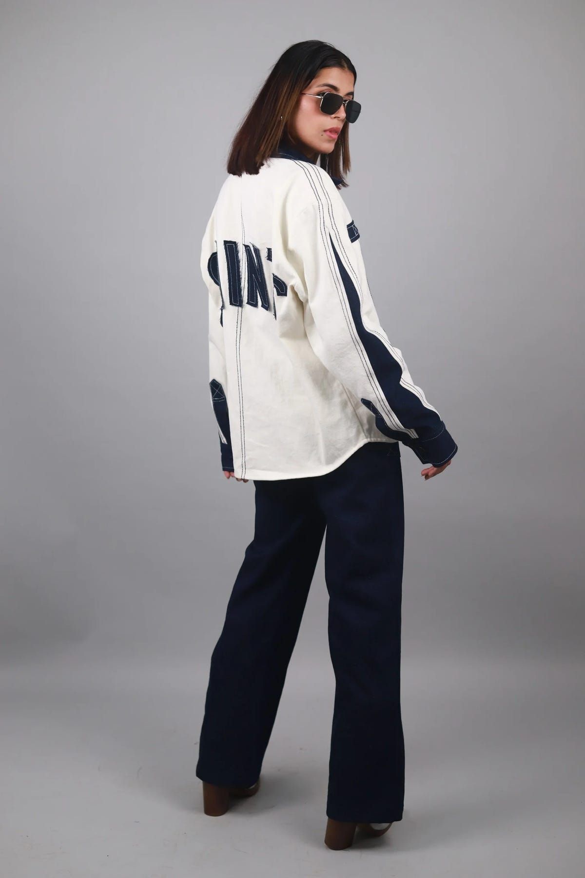 Unisex Denim White Blue Shirt - image 2