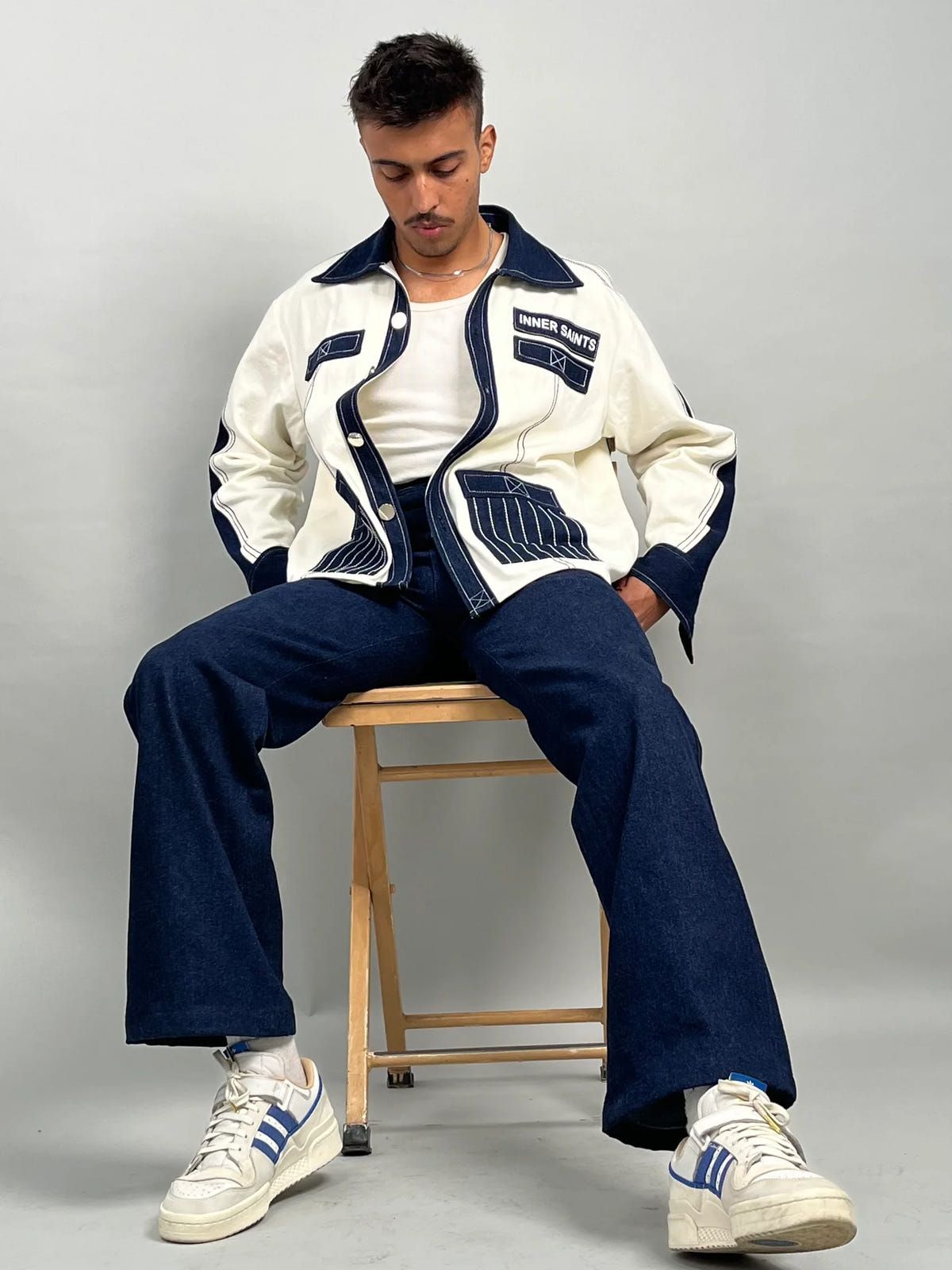 Unisex Denim White Blue Shirt - image 6