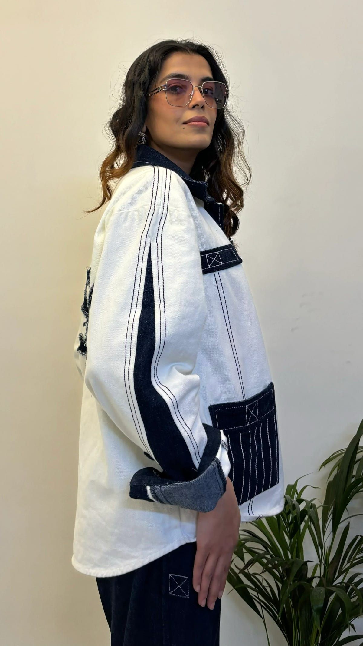 Unisex Denim White Blue Shirt - image 9