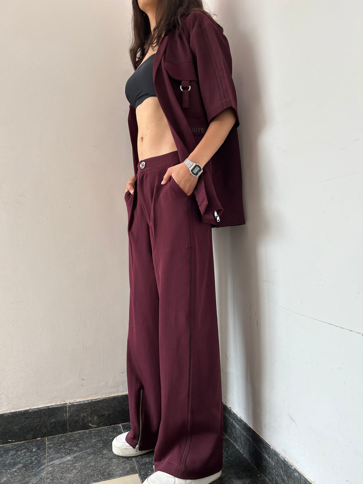 Wine Shirt & Pant Co-ord Set - image 2