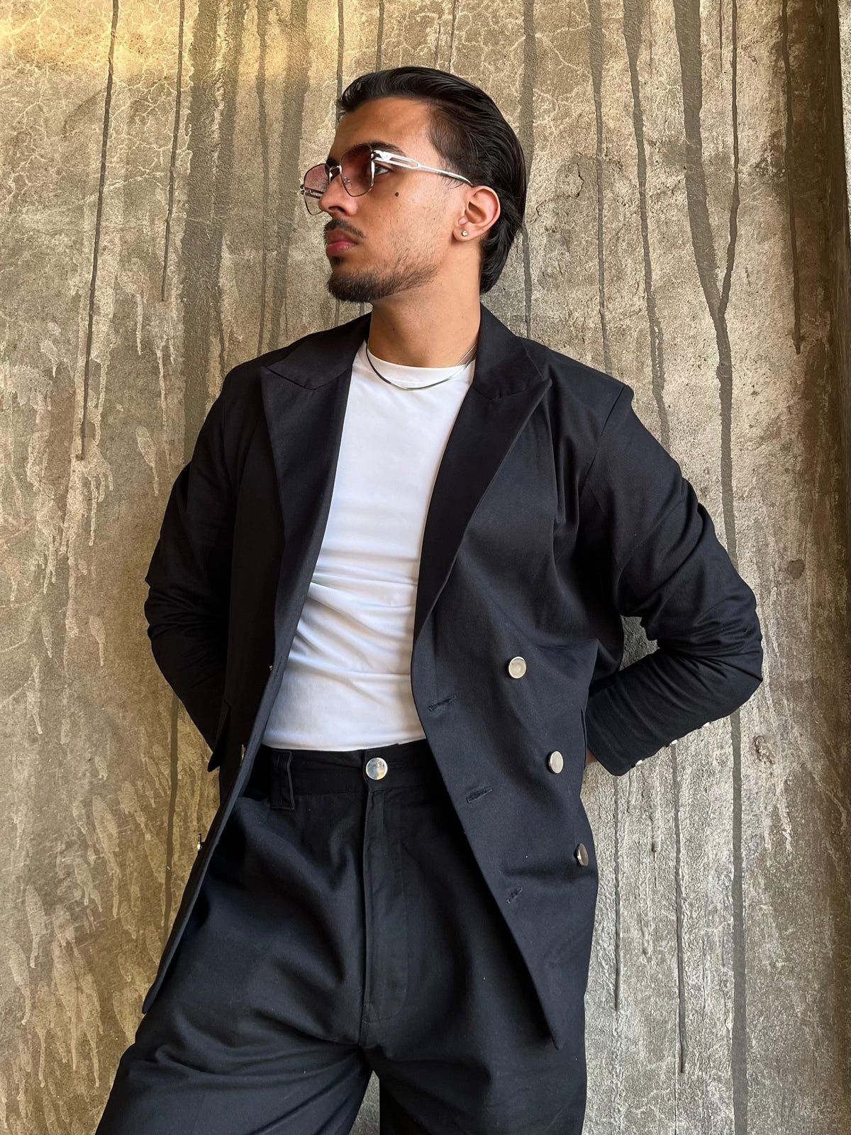 BLACK DOUBLE BREASTED STATEMENT BLAZER SET - image 1
