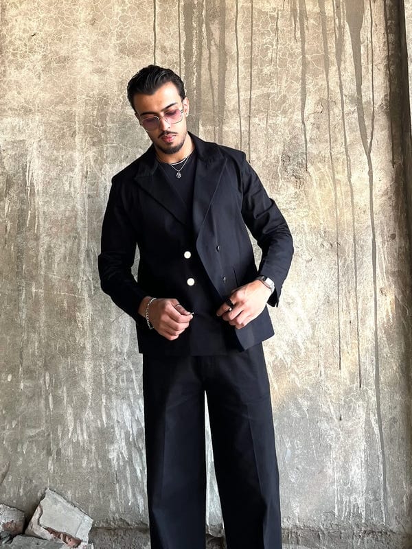 Inner Saints — BLACK DOUBLE BREASTED STATEMENT BLAZER SET