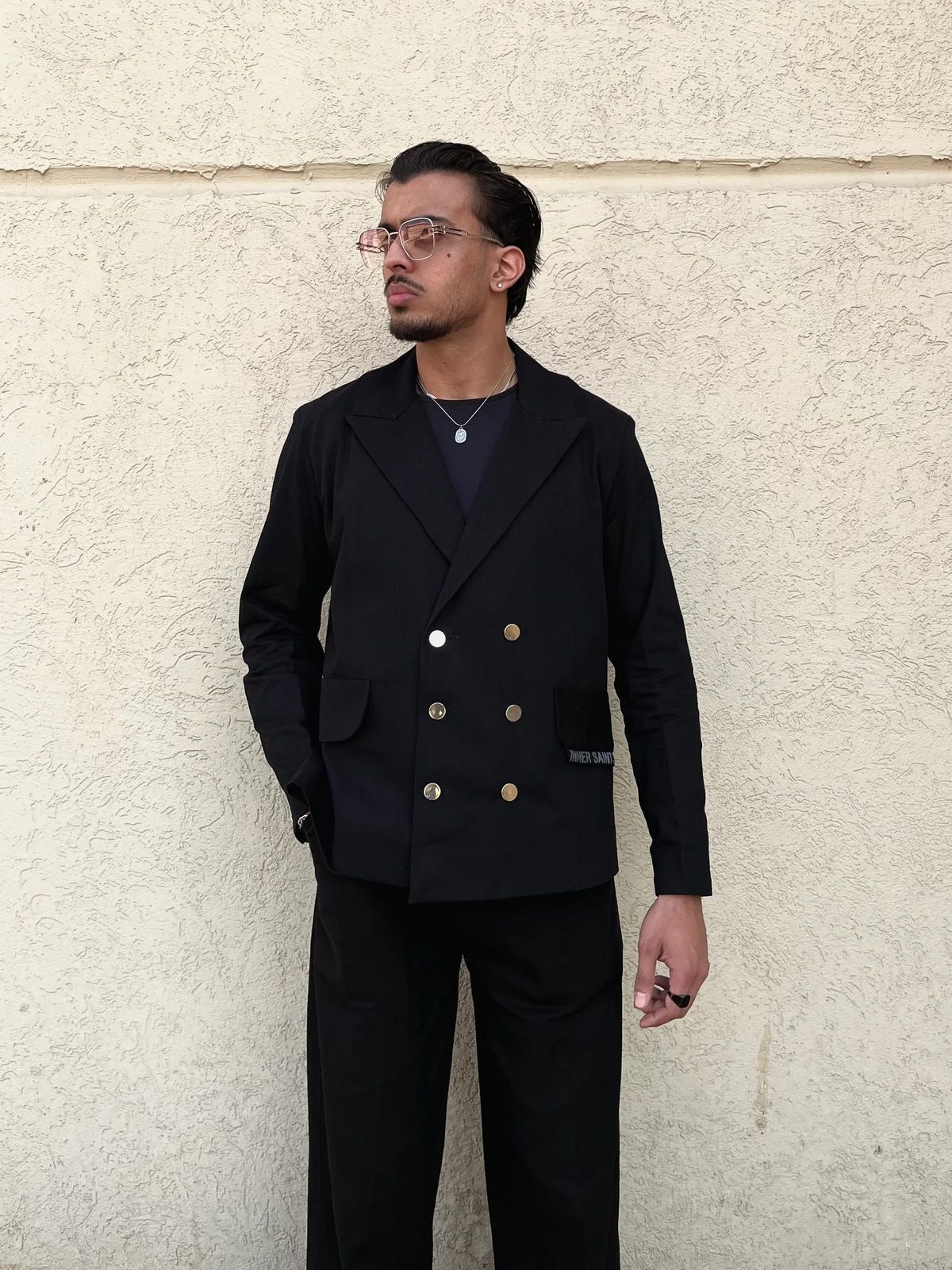 BLACK DOUBLE BREASTED STATEMENT BLAZER SET - image 5